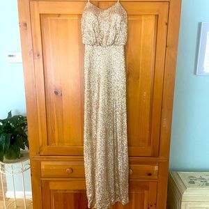STUNNING Gold Sequin Column Dress with empire waist!!
